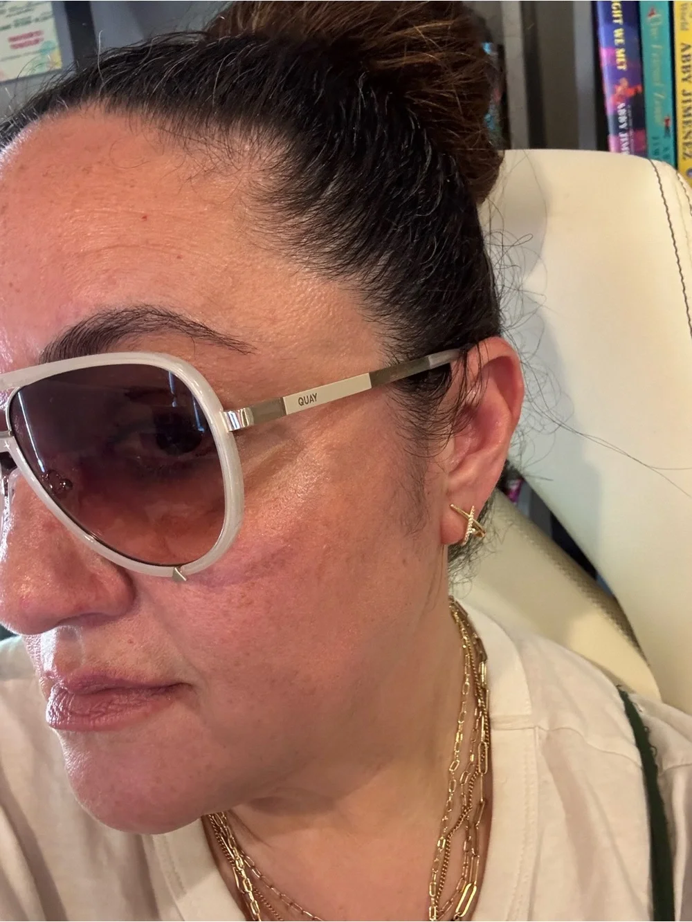 Quay “HIGH PROFILE” aviators in “bone” - GREAT condition